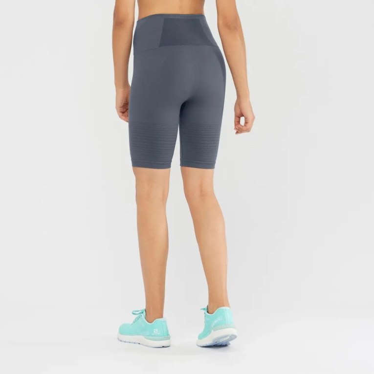 Dark Grey Salomon Essential Move On Seamless Women's Running Tights | IE DN4809